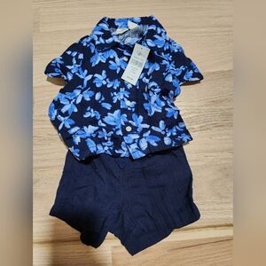 Gap Blue Floral Baby Outfit